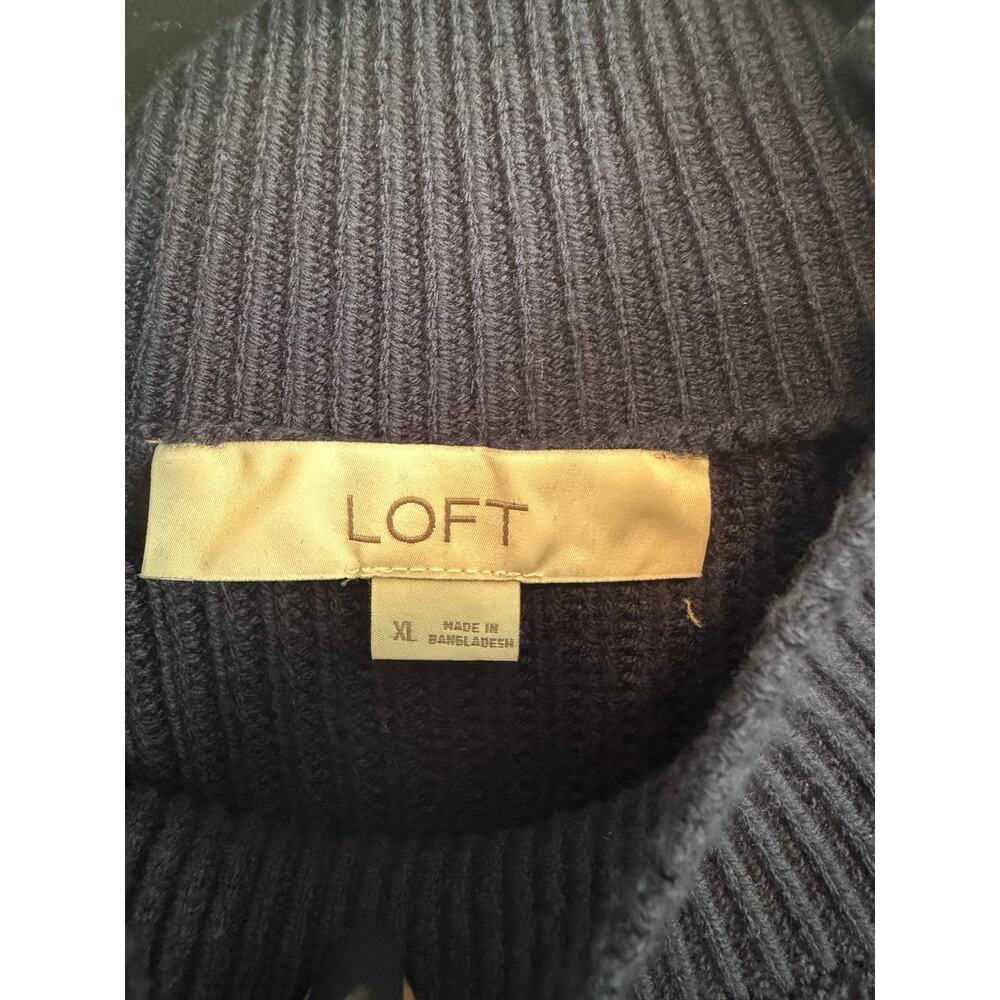 Loft Mock Neck Button Neck Long Sleeve Stripe Sweater Size XLarge - Picture 7 of 8